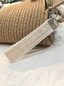 1件/2件/6件 白色蕾絲優雅小眾療癒清新文藝刺繡緞帶可愛花朵刺繡個性化配件鑰匙圈鑰匙掛繩，適合女性女孩日常、假期、通勤、校園穿搭搭配 - 多款式H - 查看 6