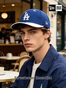 New Era Royal Blue LA Star Baseball Cap, White Dual-Tone Brim, Unisex American Vintage OOTD Accessory - Blue and White - View 3