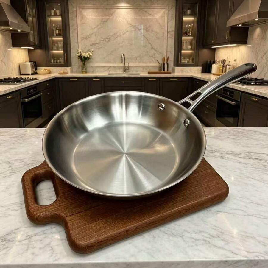 How To Make Non-Stick Stainless Steel Frying Pan/Wok: Preheat The Empty Pan For 1-2 Minutes (Pour In A Drop Of Water, When It Shows Water Droplets Rolling, It Means Preheating Is Successful, Control The Time Yourself, Don't Overheat It, Otherwise It Will Be Dry Burning), Then Add Cooking Oil, When The Oil Forms Oil Patterns In The Pan, Use Medium-Low Heat, You Can Freely Fry, Sauté And Stir-Fry, Control The Heat Yourself