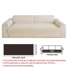 SANMOSPIN 1pc Solid Color Plush Sofa Cushion, All-Season Machine Washable Pet-Friendly Sofa Cover, Suitable For Armchair, 2-Seater, 3-Seater, 4-Seater Sofa, Bedroom, Office, Home Decor - Beige - View 13