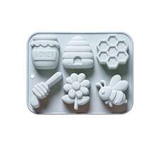 1pc Bee Silicone Mold, 6-Cavity Bee And Honeycomb Flower Shaped Chocolate Candy Mold, Non-Stick Multi-Purpose Mold, Suitable For Cakes, Desserts, Pudding, Ice Cubes, Also Suitable For Frozen Juice, Coffee Ice Cubes, Nuts, Candy, Dried Fruit Storage, Kitchen - View 8