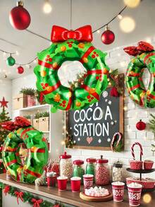 1/3pcs Christmas Tree Ring Balloons, Red And Green Christmas Tree Rings, Suitable For Christmas, Birthday Party Supplies, Christmas Balloon Decoration, Party Event Decoration, Holiday Celebration, Home Decor - Multicolor - View 1