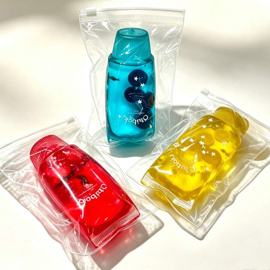1pc Transparent Jam Toothpaste Squeeze Toy Set, Transparent Bottle With Fruit Pendant, Colorful Gel Sensory Stress Ball, Relieve Stress And Anxiety, Suitable For Desk Decoration And Party Favors, Soft Squishy Toy, Birthday Gift For Children, Teens And Adults - Multicolor - View 1
