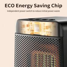 Hailicare Desktop Space Heater, PTC Ceramic Fast Heating, 2-Speed Fan, 4-Timer Settings, 2-Mode Ambient Light, Portable Fireplace Atmosphere Heater For RV, Home, Office, Christmas Gift - US A Type Plug(110-127V) - View 9