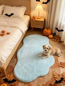 1pc Blue Cloud Faux Rabbit Fur Rug, Soft Comfortable Fluffy Material, Living Room Rug, Bedroom Rug, Entryway Rug, Kitchen Rug, Bathroom Rug, Gaming Room Rug, Study Rug, Closet Rug, Thickened Rug, Autumn/Winter Rug, Fur Rug, Thick Rug - Baby Blue - View 1