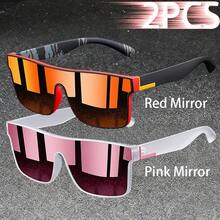 WSZ 2PCS Latest Fashion Vintage Square Sports Glasses Flat Frame Street For Unisex Eyewear For Choice For Outdoor Vacation And Daily Clothing Matching - 2PCSF766 - View 17