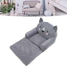 Foldable Sofa Bed – Cartoon-Style Sofa With Wide Armrests, Breathable Plush Fabric, Double-Layer Design, Suitable For Family Bedrooms. - Grey - View 10