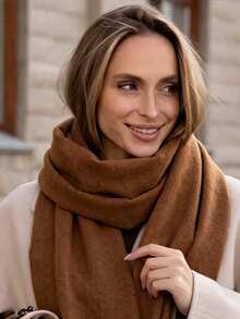 1pc Women's Elegant Knitted Tassel Scarf - Comfortable, Windproof, Warm, Suitable For Autumn/Winter | Ideal Holiday Gift - Coffee Brown - View 3