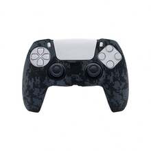 適用於 PlayStation 5，1件水轉印圖案遊戲控制器保護殼，防滑防汗防塵防刮遊戲配件，提升遊戲操作手感與體驗，實用遊戲配件 - 水轉印黑色網格 - 查看 7