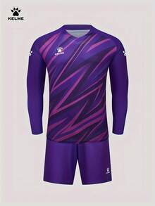 Seragam Kiper Sepak Bola Pria KELME, Pakaian Olahraga Anti Keringat untuk Pertandingan dan Latihan Tim - Purple - View 1