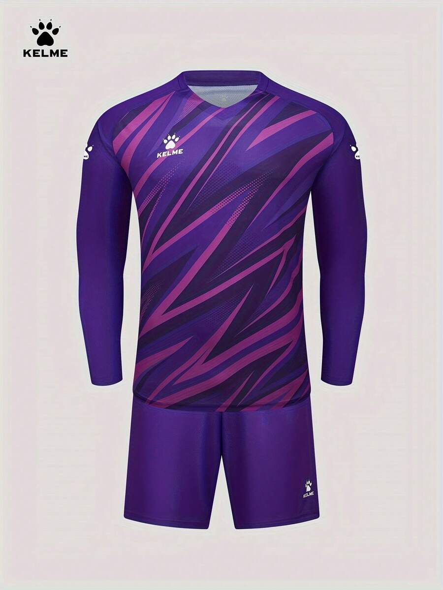 Seragam Kiper Sepak Bola Pria KELME, Pakaian Olahraga Anti Keringat untuk Pertandingan dan Latihan Tim - Purple - View 1