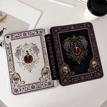 1pc Gothic Vintage Pomegranate Skull Floral Tablet Case Compatible With IPad PRO/AIR, Compatible With SAMSUNG,Compatible With XIAOMI Pad 5/6/7,Compatible With Huawei Matepad - Multicolor - View 2