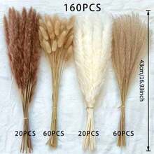 20-200 cành bó cỏ lau nhân tạo màu nâu & trắng, cỏ đuôi thỏ dung tích lớn, phong cách Bohemian lông xù, trang trí đám cưới, nhà cửa, bàn tiệc (phong cách cổ điển) - Nâu Trắng - Xem 10