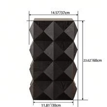 60CM Height Three-Dimensional Embossed Pattern Design Retro Side Table Retro Wooden Nightstand Black,No Assembly Required - 黑色 - 查看 5