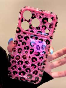 Japanese & Korean Ins Style Glitter Leopard Print Phone Case Compatible With Apple 17 Pro, 16, 15 Pro, 16 Pro Max, 16 Pro, Full Coverage Anti-Drop Protective Cover, Niche Luxury Minimalist For Women - Multicolor - View 4