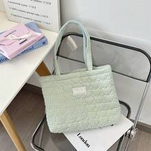 大容量休閒托特包：多種攜帶方式（手提/肩背/斜背），適合日常必需品、校園與休閒使用 - 棕色 - 查看 11