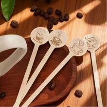 50pcs Disposable Wooden Coffee Stir Sticks, Wooden Coffee Stir Sticks, High Quality Disposable Beverage Stir Sticks, Suitable For Restaurant And Bar Use, Suitable For Tea And Cocktails, Suitable For Home Or Cafe Use. Coffee Accessories. - Multicolor - View 3