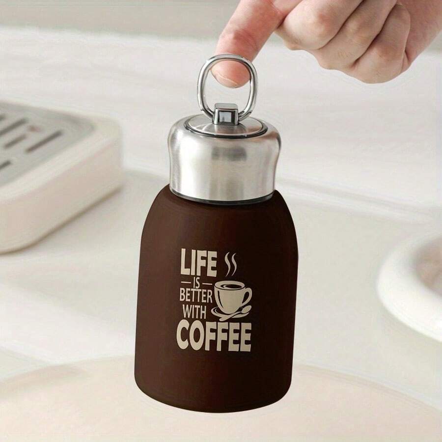 1pc 10oz Stainless Steel Insulated Tumbler, Printed With "Life Is Better With Coffee", Reusable, Suitable As A Gift For Office, Home, Travel, Outdoor Adventure - Multicolor - View 1