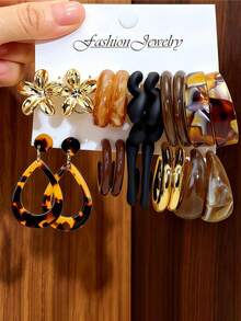 Retro Multi-Color C-Shaped Ladies' Earrings Set - Luxurious, Fashionable, Creative, Sexy And High-End Ear Accessories - Multicolor - View 5