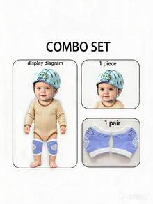 2pcs/Set Baby Anti-Fall Hat + Knee Pads, Baby Crawling & Walking Set, Cartoon Animal Style With Anti-Slip Knee Pads, Anti-Collision Toddler Protective Set, Suitable For Crawling, Walking And Playing In Multiple Scenarios - Baby Anti-fall Helmet + Knee Pads - View 10