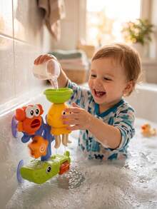Ocean Animal Bath Water Track Toy For Bathtub Tiles, Interactive Waterfall Spray Toy With Strong Suction Cups, Christmas Party Favors, Holiday Gift For Everyone - Multicolor - View 3