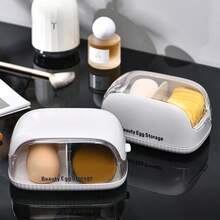 Cosmetic Sponge Storage Box With Dust Cover, Portable Powder Puff Compartment Organizer, Suitable For Home Decor, Room Decoration, Back To School Season, Travel Essentials, Dormitory Essentials, Halloween Gifts, Christmas Gifts - Multicolor - View 12