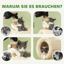 PawHut Sheep-Design Cat Scratching Post For Cats Up To 5 Kg, 98 Cm Tunnel, Light Brown | Cat Tower, Scratching Post, Play Ball, Multi-Level Cat Scratching Tree, Climbing Tree - Brown - View 5