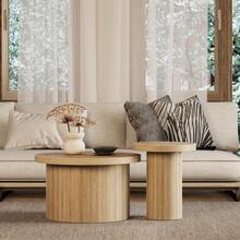 Couchtisch, Doppelter Runder Tisch, Beistelltisch Mit Naturholzlatten. Multifunktionaler Wohnzimmertisch - 彩色 - 查看 3