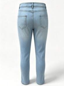 Cross-Border All-Season Minimalist Elegant Casual Women's Denim Skinny Jeans - Light Wash - View 8