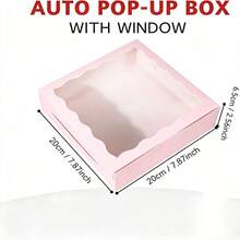 12/6PCS/1PC/20.32 X 20.38 Cm Box/Pink Wavy Window Gift Packaging Box/Birthday Party Afternoon Tea Gift Box/Suitable For Wedding/Birthday/Christmas/Holiday - Window Gift Box - View 7