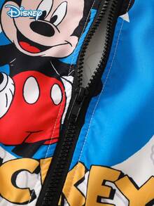 Disney Autumn Baby Boy Cute Mickey Mouse Print Zipper Hooded Jacket Cartoon Pattern Slight Stretch Suitable For Infants Newborns Daily Wear Gift - Apricot - View 6