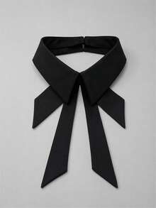 1pc Detachable Shirt Collar With Bow, Solid Color & Plaid Fabric Faux Collar, Rhinestone Floral Decor Collar Accessory - Multicolor - View 9