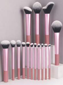 15pcs Multi-Function Makeup Brush Set, Including Powder Brush, Blush Brush, Foundation Brush, Eyeshadow Brush, Blending Brush, Contour Brush, - Multicolor - View 1