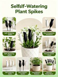 Self Watering Plant Pots, Automatic Drip Irrigation Planter, Cute Cup Design, Plastic Root-Fed System, Vacation Care Indoor Potted Flowers Houseplants, Home Office Desk Windowsill Decor, Gift For Plant Lovers - Multicolor - View 4