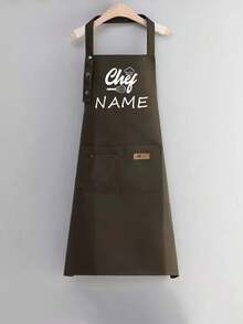 Customized Text Apron, Chef Cooking Kitchen, Unisex Chef Baking Apron, Canvas Work Apron With Pockets, Personalized Kitchen Apron With Custom Logo, Perfect For Wedding Season, Home Cooks And Baking Enthusiasts, Great Gift For Family And Friends - Multicolor - View 6