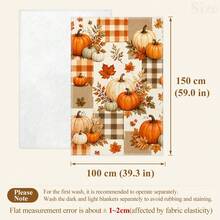 1pc Autumn Pumpkin Throw Blanket, Autumn Pumpkin Buffalo Plaid Maple Leaf Pattern Flannel Single-Sided Printed Blanket, Perfect For Holidays, Birthdays, Sofa And Home Decor - Multicolor - View 11