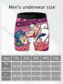 Retro Cartoon Hippo Captain Cereal Print Shorts, Loose And Comfortable Men's Plus-Size Boxer Briefs - Multicolor - View 6
