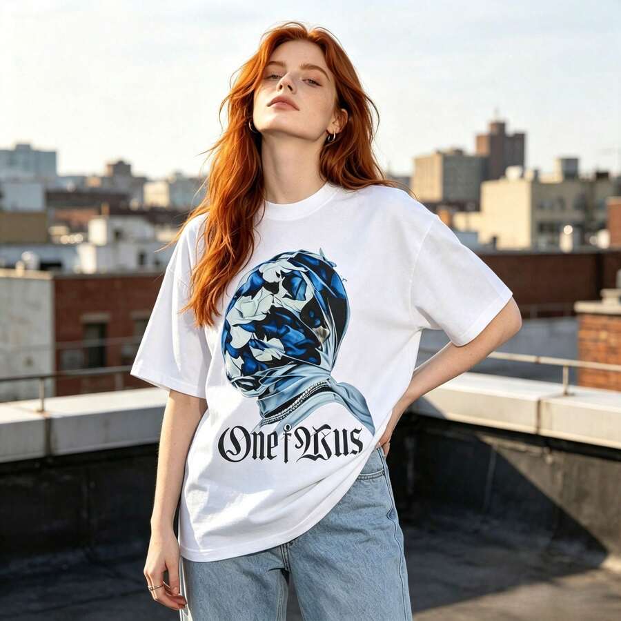 American-Style Small Collar Hip-Hop Casual Loose Short-Sleeve Shirt T Shirt All-Matching - 白色 - 查看 1