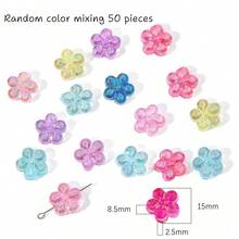 15mm, 100pcs, Charming Iridescent Acrylic Crystal Flower Beads, DIY Handmade Beading, Pet Crystal, Nail Art, Bracelet Accessories, Craft Materials, Suitable For Men And Women, Ideal For Daily Wear And Holiday Gifts - Multicolor - View 5