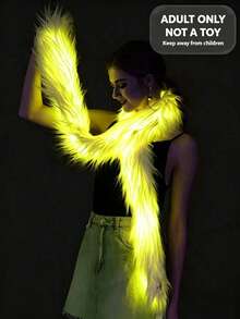 1 Adult Fleece Fake Fur LED Light-Up Scarf, Women's Shiny Long Hair Scarf, Glittery Party CostumeAdult Party Supplies | Not A Toy | Not Suitable For Children Under 14 - Luminous Scarf - View 6