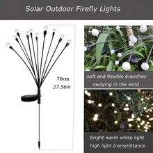 1pc 6LED/8LED/10LED Solar Firefly Ground Light, Outdoor Waterproof Landscape Pathway Light, Suitable For Lawn, Backyard, Patio, Holiday, Wedding, Party Decoration - Black - View 6