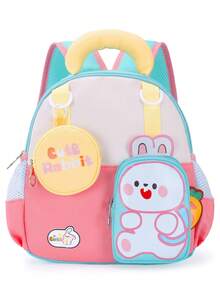 Nueva mochila con patrón de conejo para estudiantes, adecuada para adolescentes, ligera y minimalista, perfecta para la escuela o viajes - Amarillo - Ver 5