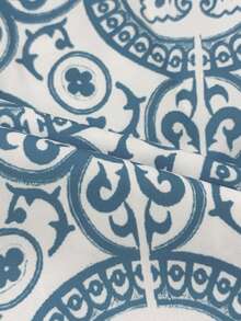 Men's Mediterranean Tile Print Shirt, Light Blue Vacation Shirt, Sicilian Baroque Pattern Top, Luxury Resort Shirt - Light Wash - View 7