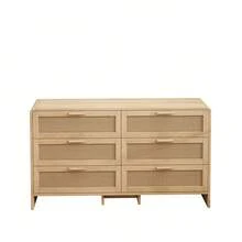 130CM Arc Shaped Corner Rattan Cabinet, 6-Drawers Rattan Storage Cabinet Rattan Drawer, For Living Room Bedroom,And Kitchen, Natural - 彩色 - 查看 5