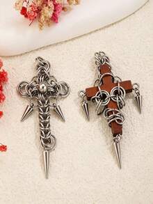 1/2Pcs Gothic Punk Cross Spike Charms, Stainless Steel Hand‑Made Pendant, Charms For Jewelry Making, DIY Necklace Earring Making Supplies - Pendants - View 7