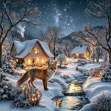 1PC DIY 5D Diamond Painting Kit Snow Cabin Pattern - Round Full Drill Diamond Art Mosaic Craft, Home Wall Decor, Unframed - No Frame - View 1