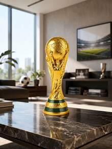FIFA World Cup Trophy Model Ornament, Gold Football Trophy Replica, Fan Collection Display, Home Office Desktop Decoration Gift - Multicolor - View 4