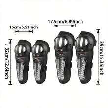 4-Piece Motorcycle Knee And Elbow Guard Set, All-Season, Stainless Steel Protective Structure, Off-Road Riding Anti-Fall Wear-Resistant Protective Gear, Shock Absorption, Riding Safety Protection Equipment - 4-piece Motorcycle Armor Set - View 2