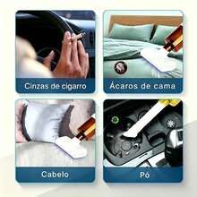Esse aparelho mini aspirador de pó 3 em 1 portátil recarregável com luz UV higienizante traz sucção potente para você manter cama, sofá, almofadas e móveis de sua casa bem conservados e limpos. - Branco - Visão 7