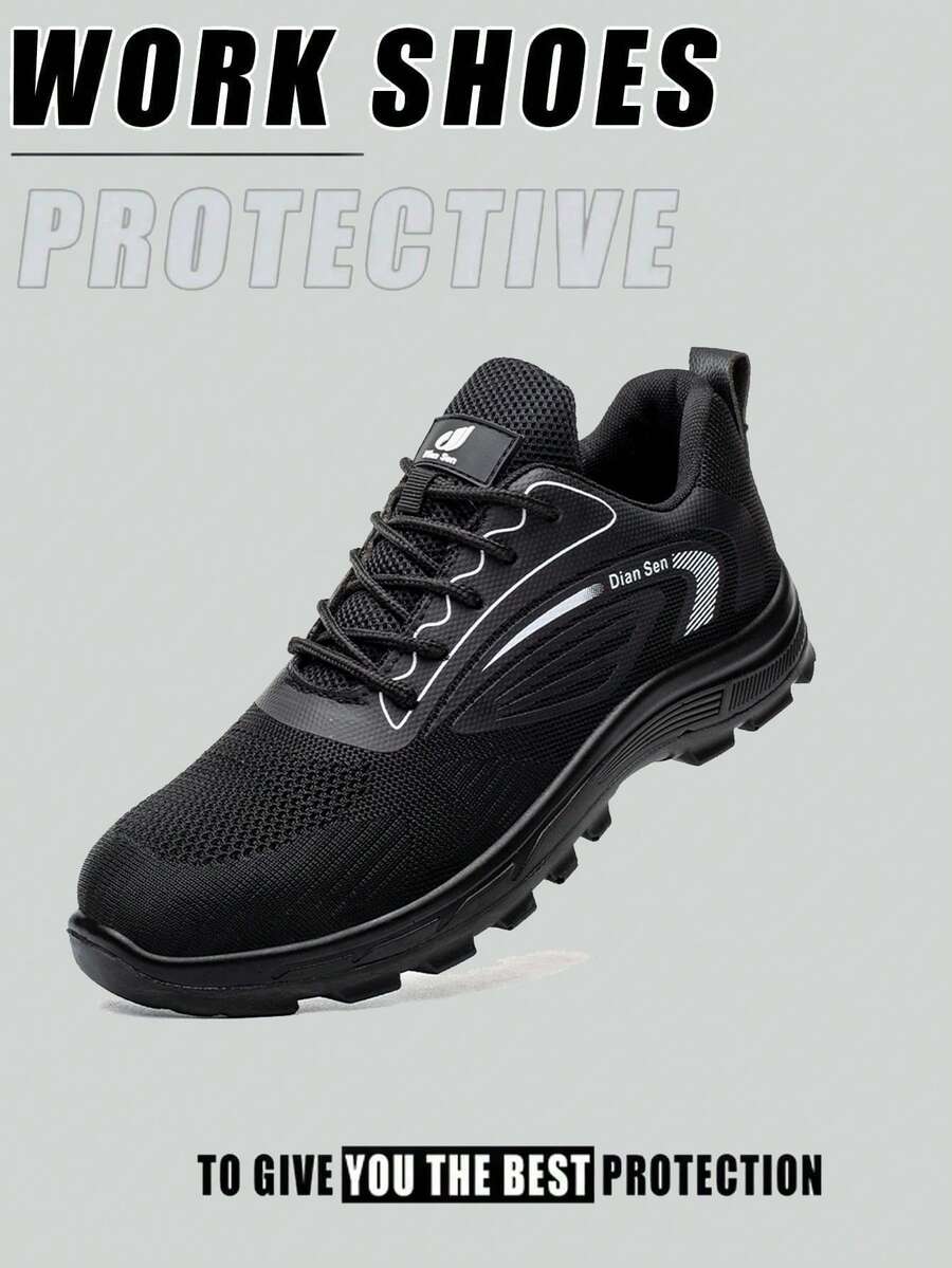 Botas de trabajo con punta de acero unisex, ligeras & transpirables, resistentes a pinchazos, duraderas & resistentes - negro (nuevo) - Ver 1